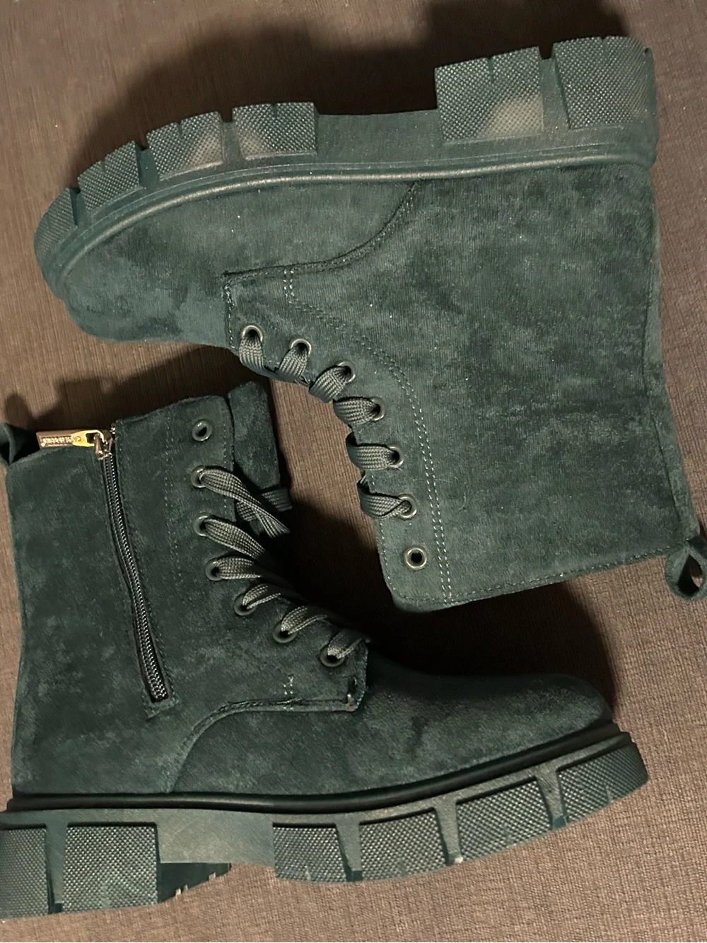 Comfortable light weight Teal Suede High-Top Lace-Up Boots